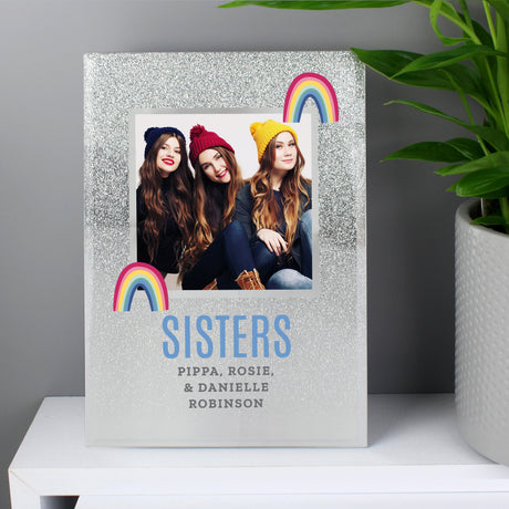 Personalised Rainbow 4x4 Glitter Glass Photo Frame: 3 - Photo Frames By Gift Moments