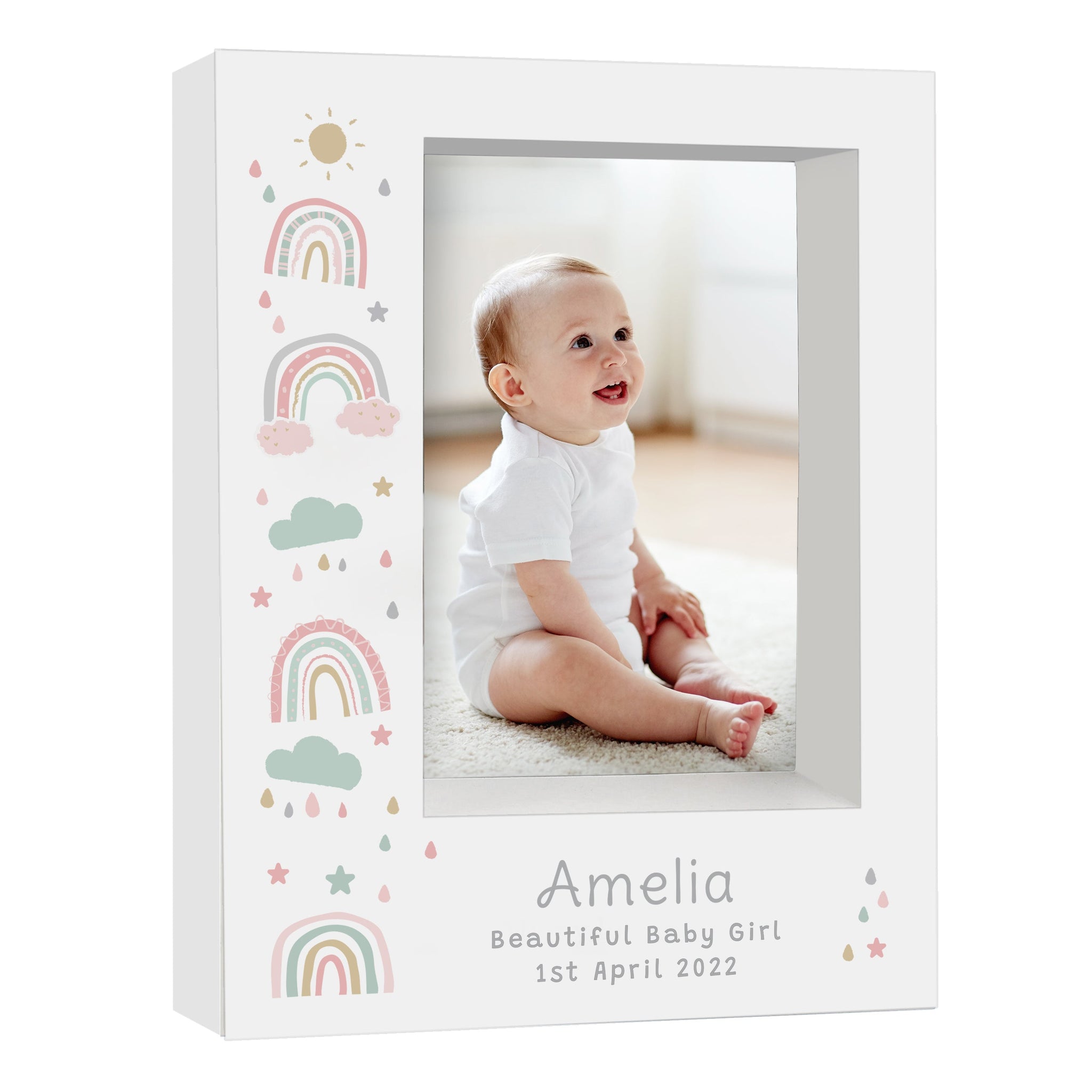 Personalised Rainbow 5x7 Box Photo Frame: 5 - Photo Frames By Gift Moments