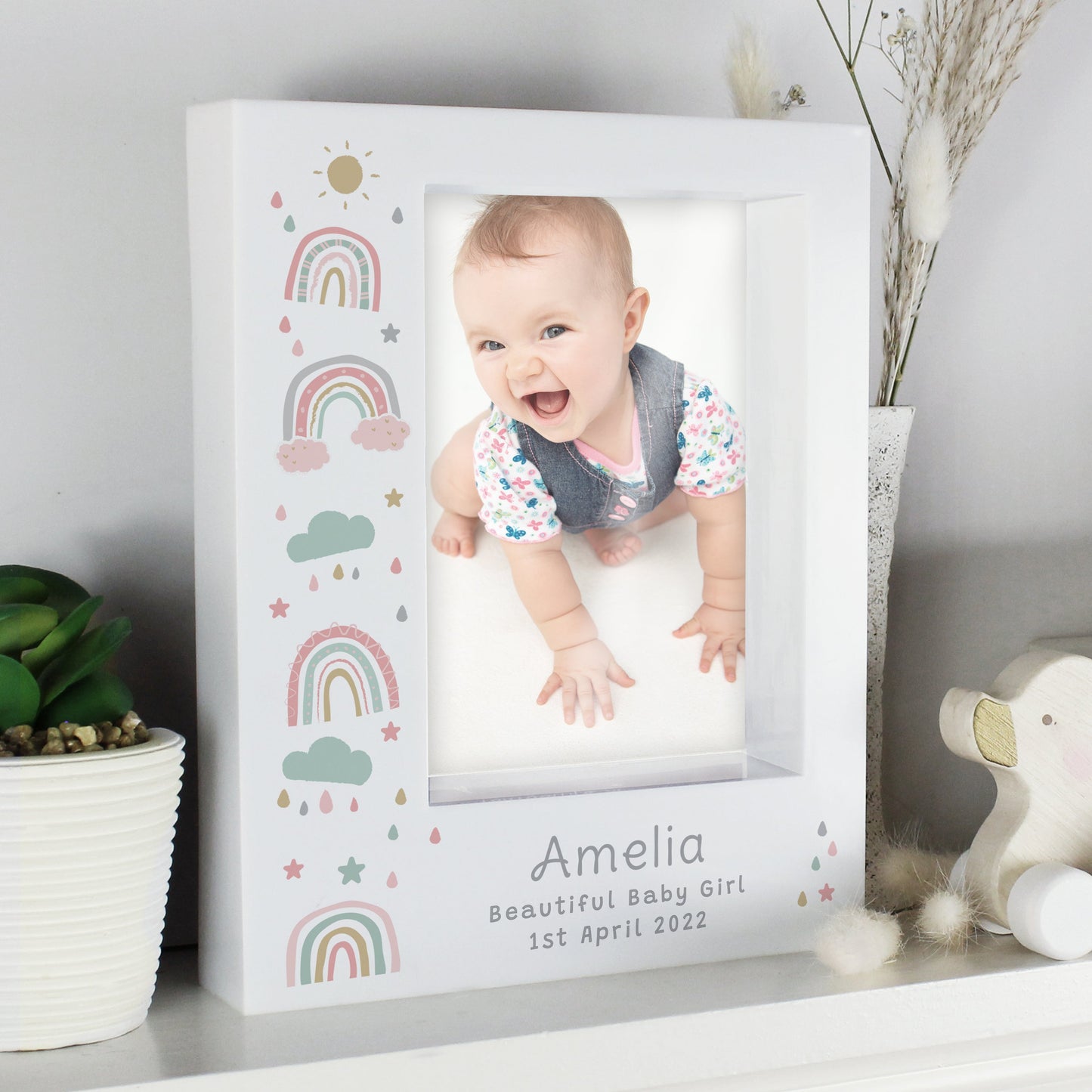 Personalised Rainbow 5x7 Box Photo Frame: 2 - Photo Frames By Gift Moments
