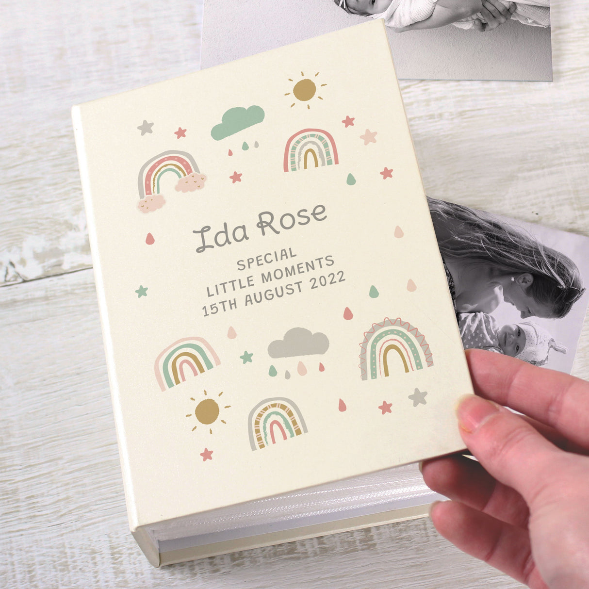 Personalised Rainbow 6x4 Photo Album with Sleeves: 3 Photo Albums By Gift Moments