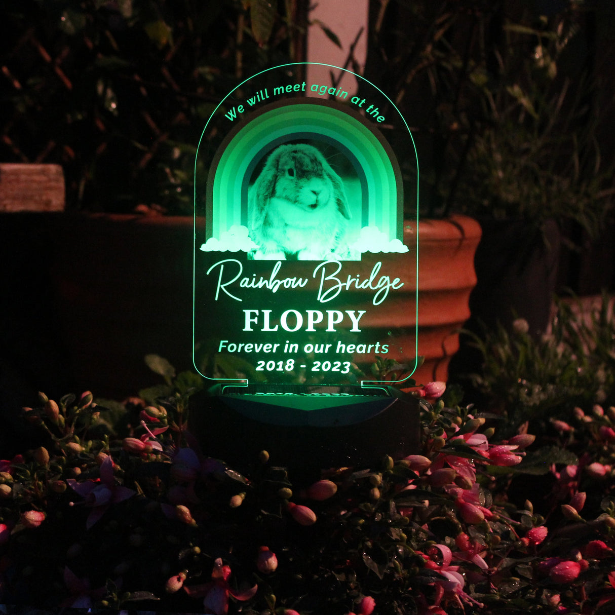 Personalised Rainbow Bridge Pet Memorial Outdoor Solar Light: 7 Solar Lights By Gift Moments