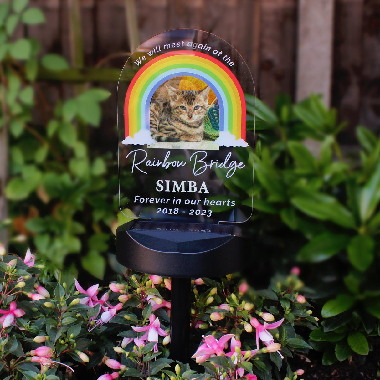 Personalised Rainbow Bridge Pet Memorial Outdoor Solar Light: 9 Solar Lights By Gift Moments