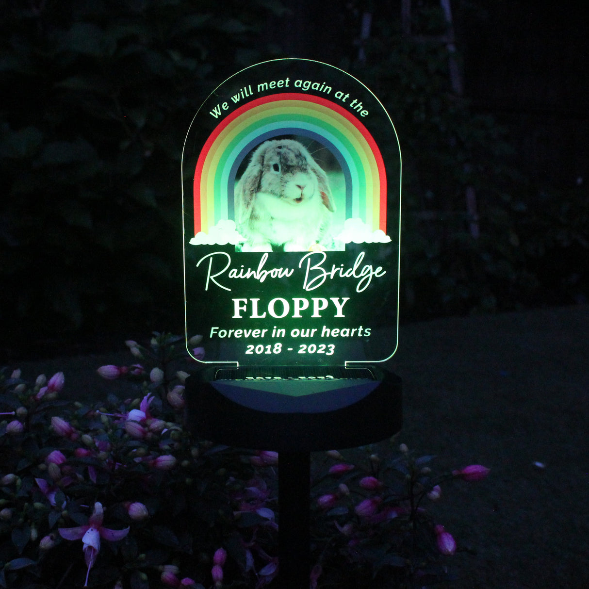 Personalised Rainbow Bridge Pet Memorial Outdoor Solar Light: 2 Solar Lights By Gift Moments