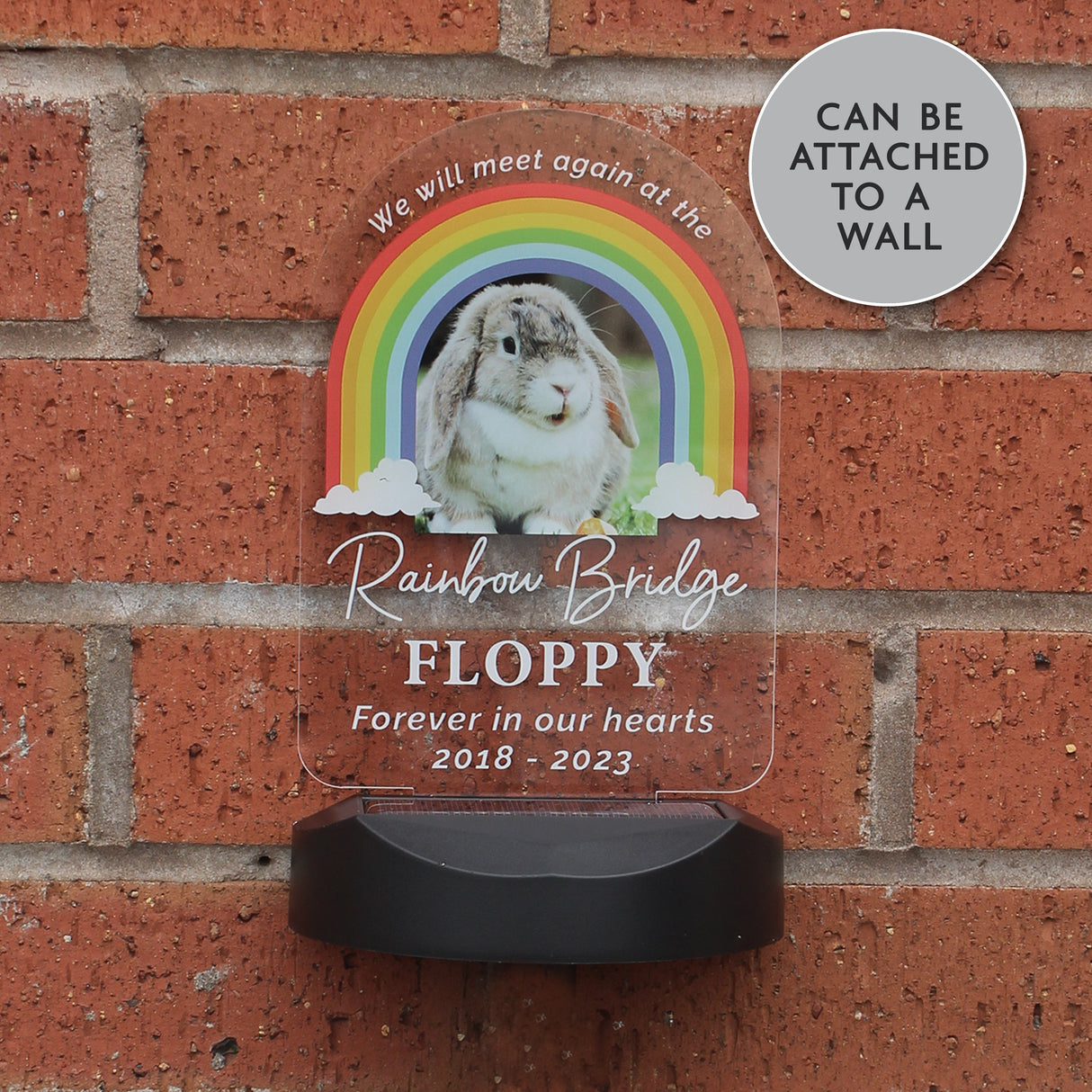 Personalised Rainbow Bridge Pet Memorial Outdoor Solar Light: 5 Solar Lights By Gift Moments