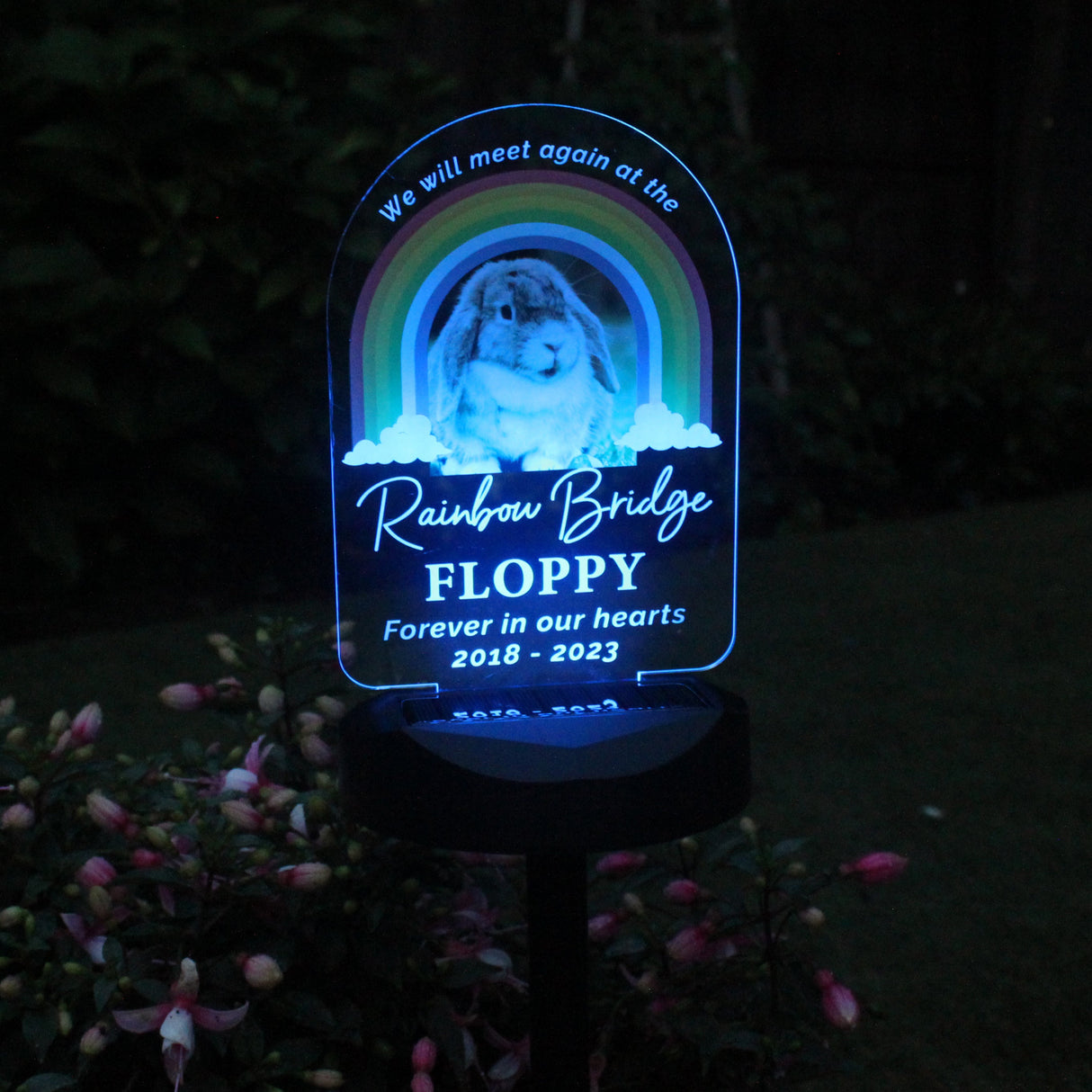 Personalised Rainbow Bridge Pet Memorial Outdoor Solar Light: 6 Solar Lights By Gift Moments