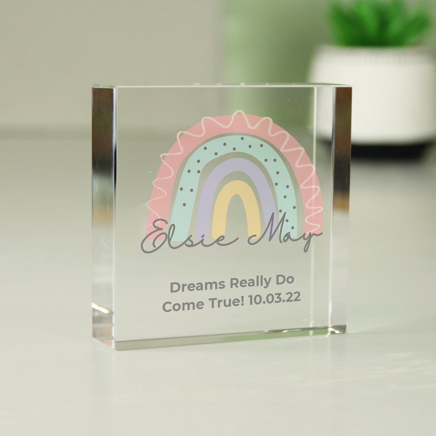 Personalised Rainbow Crystal Token: 4 - Crystal Tokens By Gift Moments