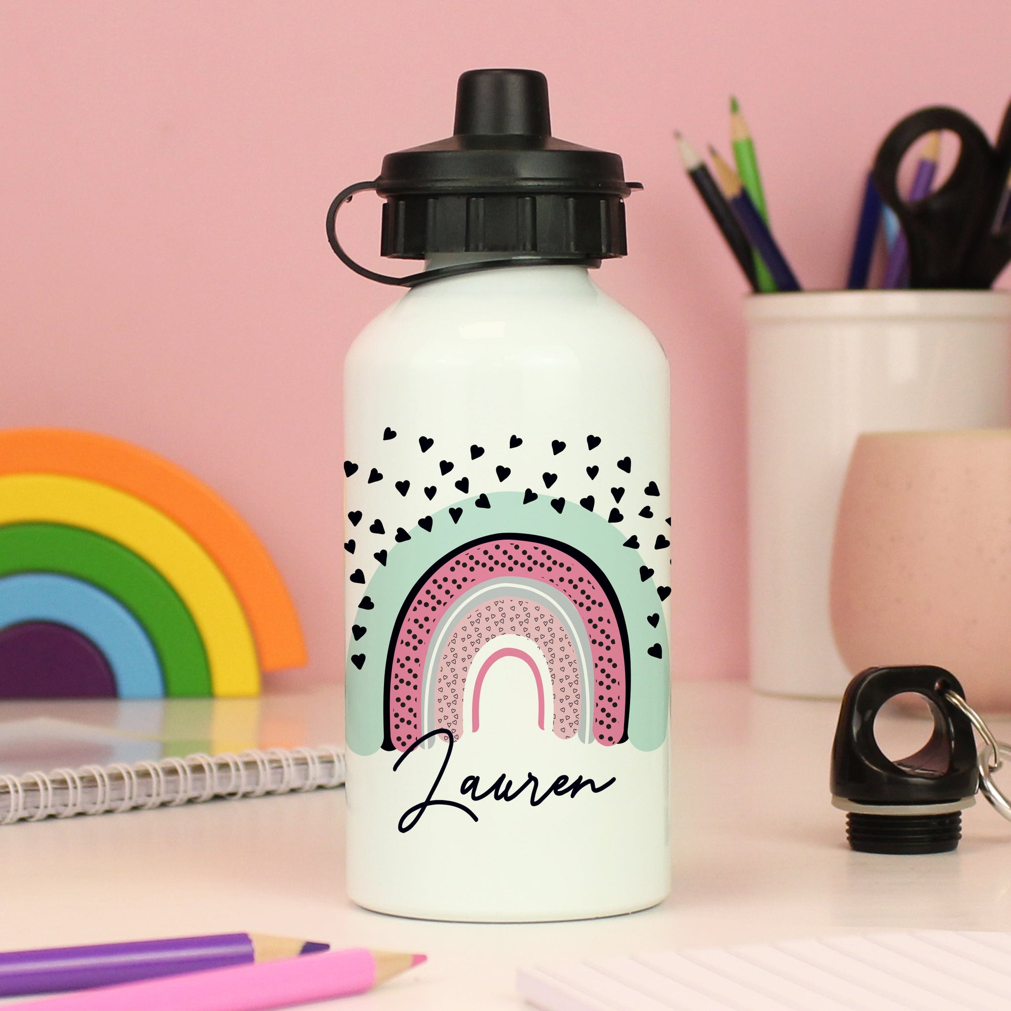 Personalised Rainbow Drinks Bottle: 4 - Kids Bottles By Gift Moments