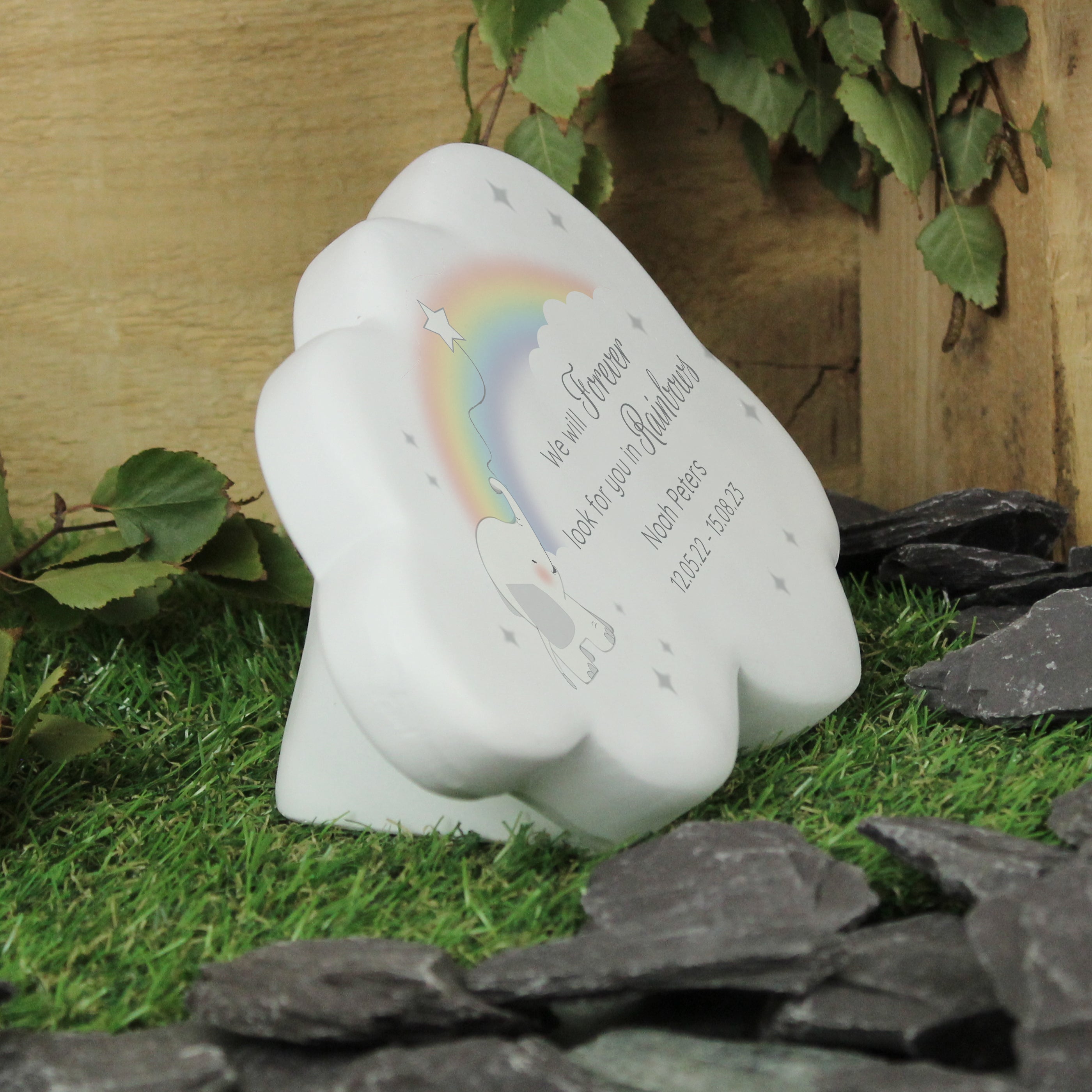 Personalised Rainbow Elephant Cloud Memorial Resin Stone - Shop Memorials At Gift Moments - 3