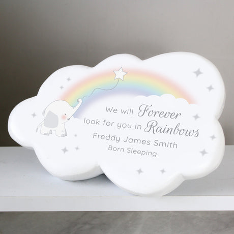 Personalised Rainbow Elephant Cloud Memorial Resin Stone: 2 - Memorials By Gift Moments