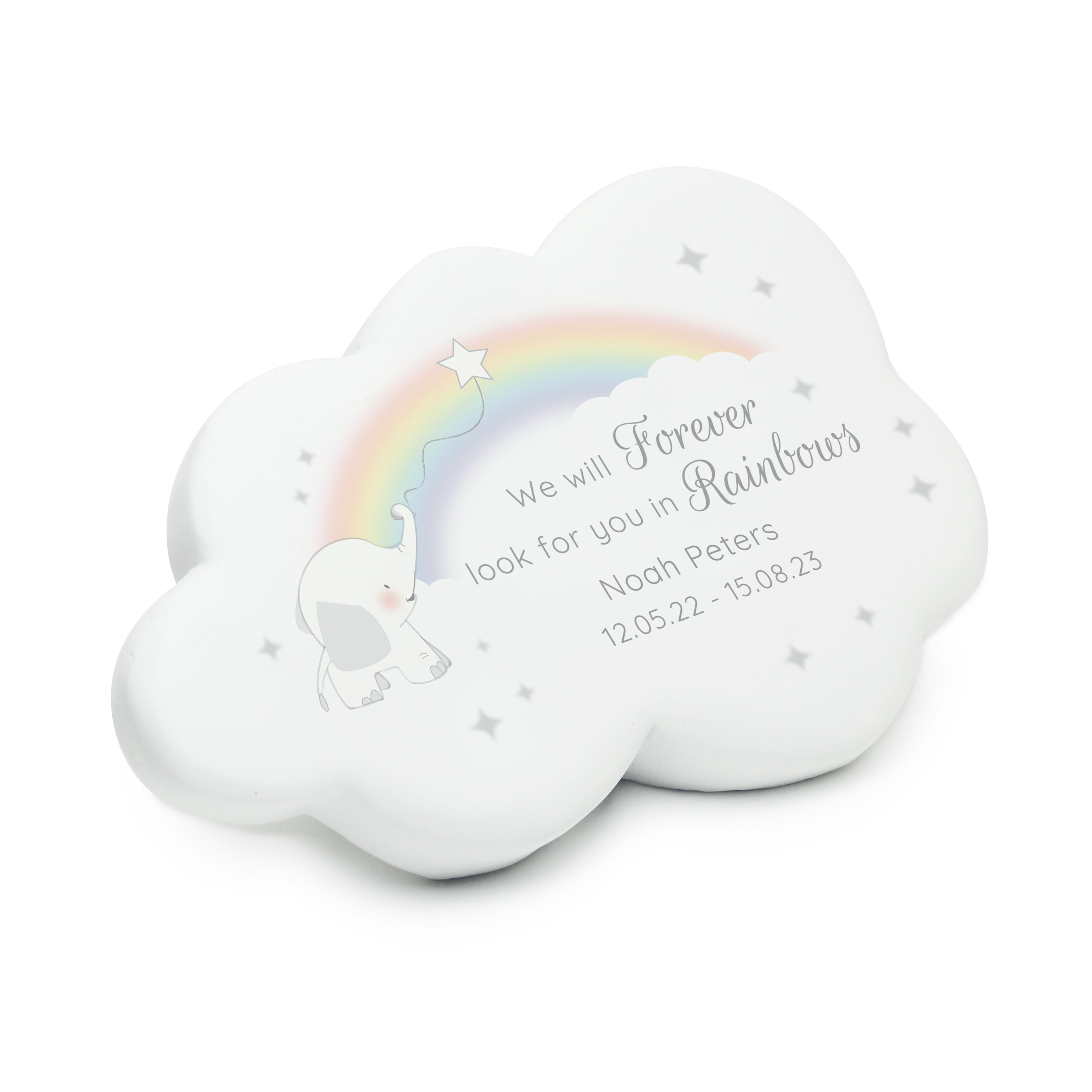 Personalised Rainbow Elephant Cloud Memorial Resin Stone - Shop Memorials At Gift Moments - 4
