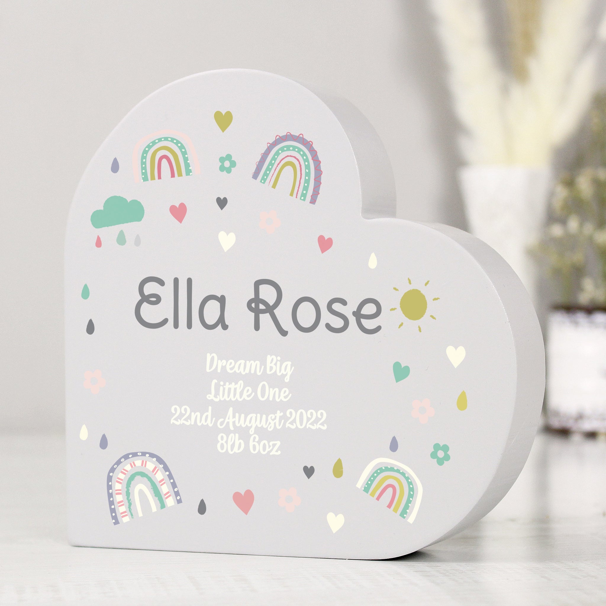 Personalised Rainbow Free Standing Heart ornament: 3 - Ornaments By Gift Moments