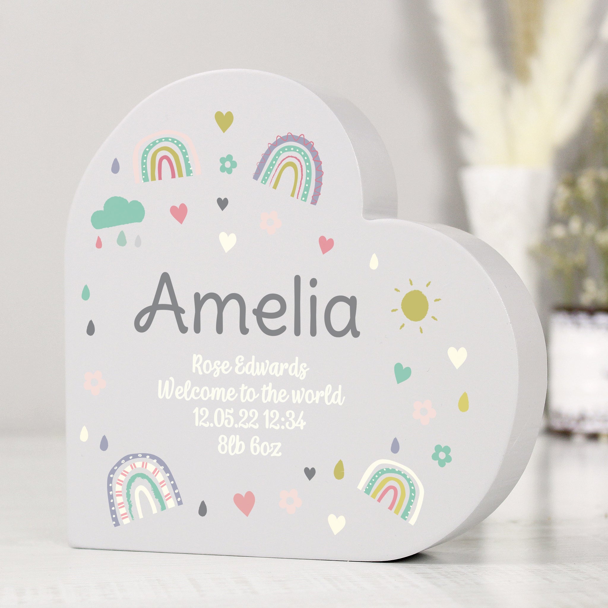 Personalised Rainbow Free Standing Heart ornament: 1 - Ornaments By Gift Moments