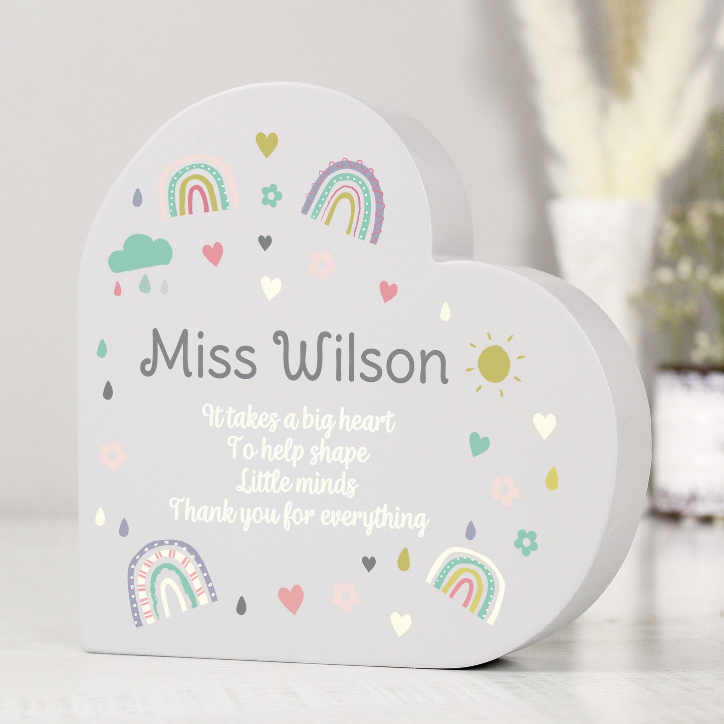 Personalised Rainbow Free Standing Heart ornament: 4 - Ornaments By Gift Moments