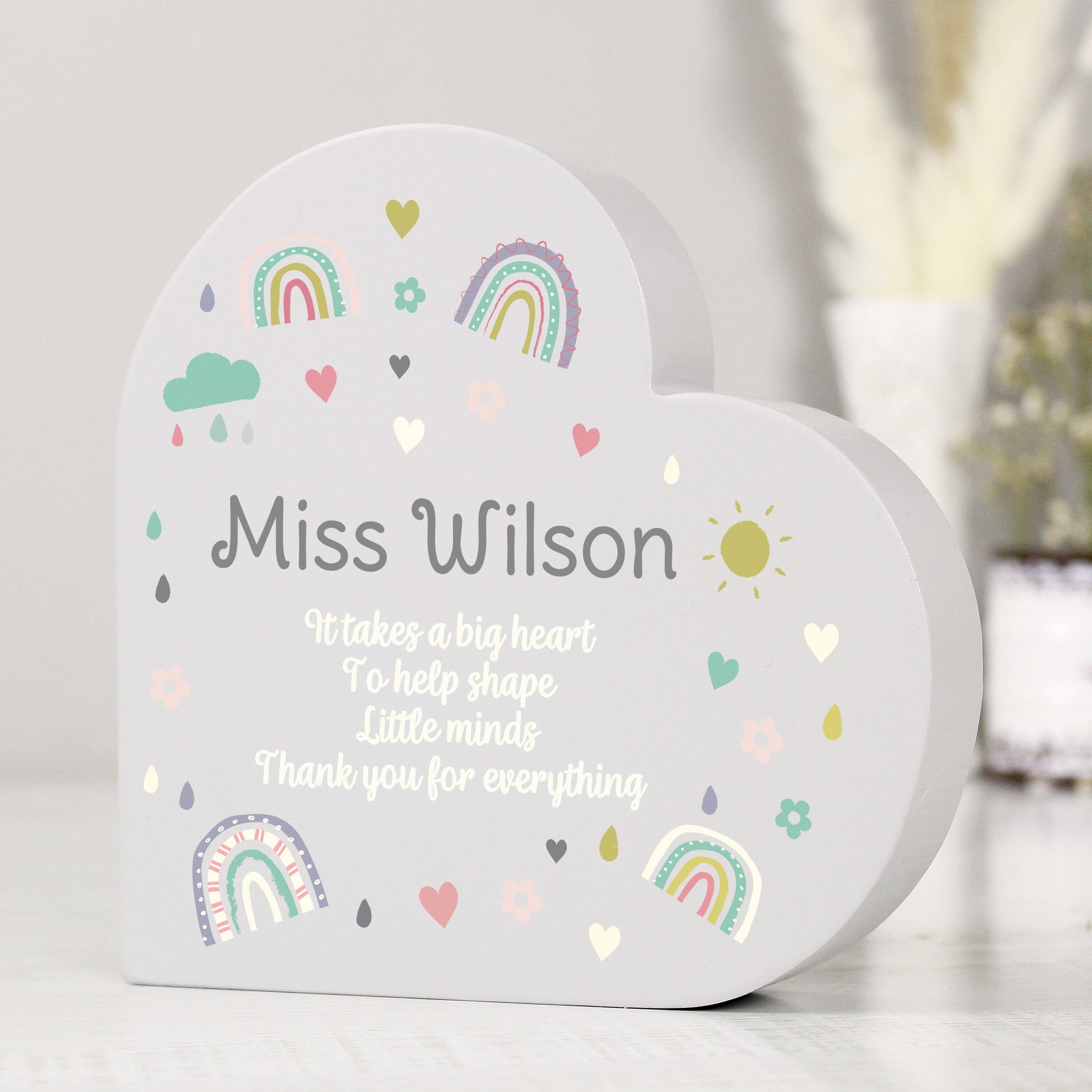 Personalised Rainbow Free Standing Heart ornament: 4 - Ornaments By Gift Moments