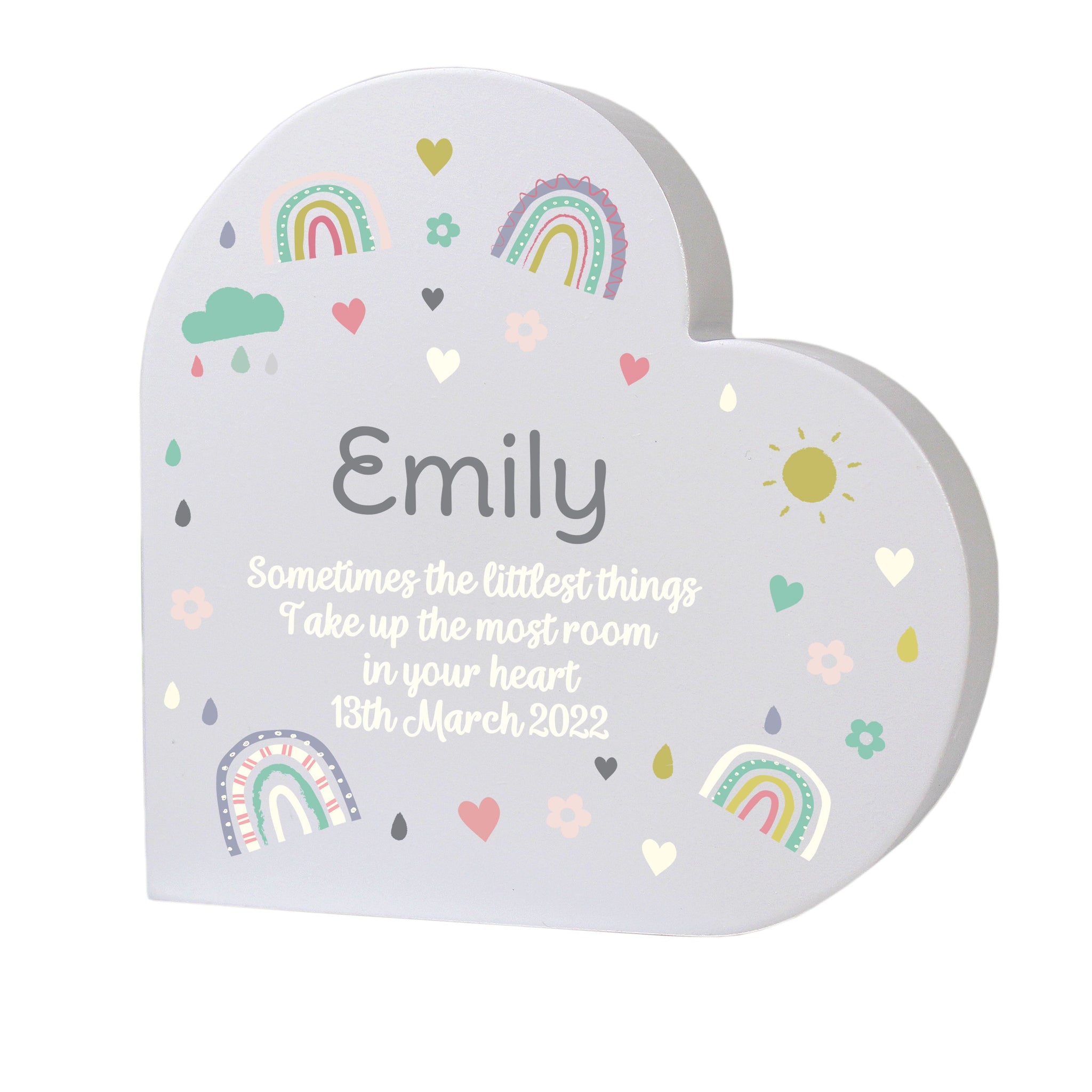 Personalised Rainbow Free Standing Heart ornament: 5 - Ornaments By Gift Moments