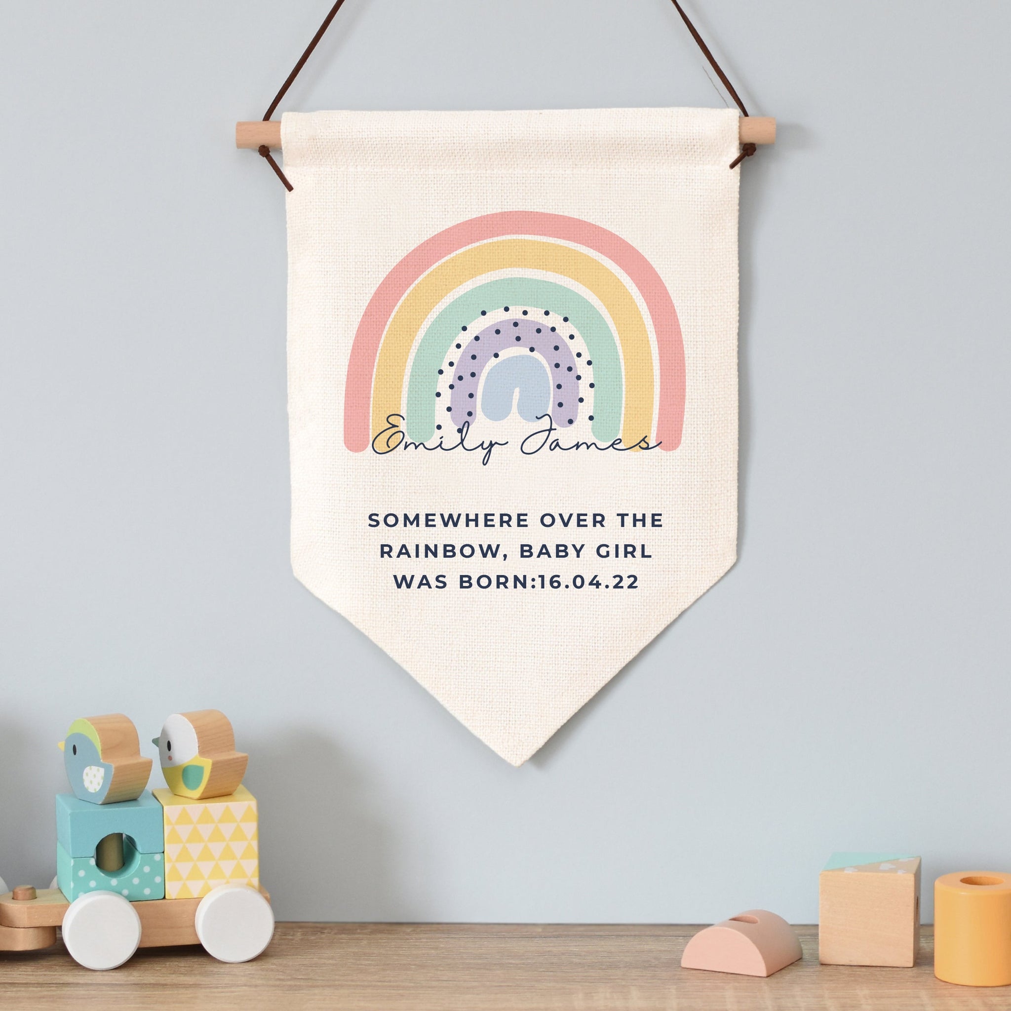 Personalised Rainbow Hanging Banner: 3 - Decorations By Gift Moments
