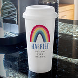 Personalised Rainbow Insulated Reusable Eco Travel Cup: 2 - Travel Mugs By Gift Moments