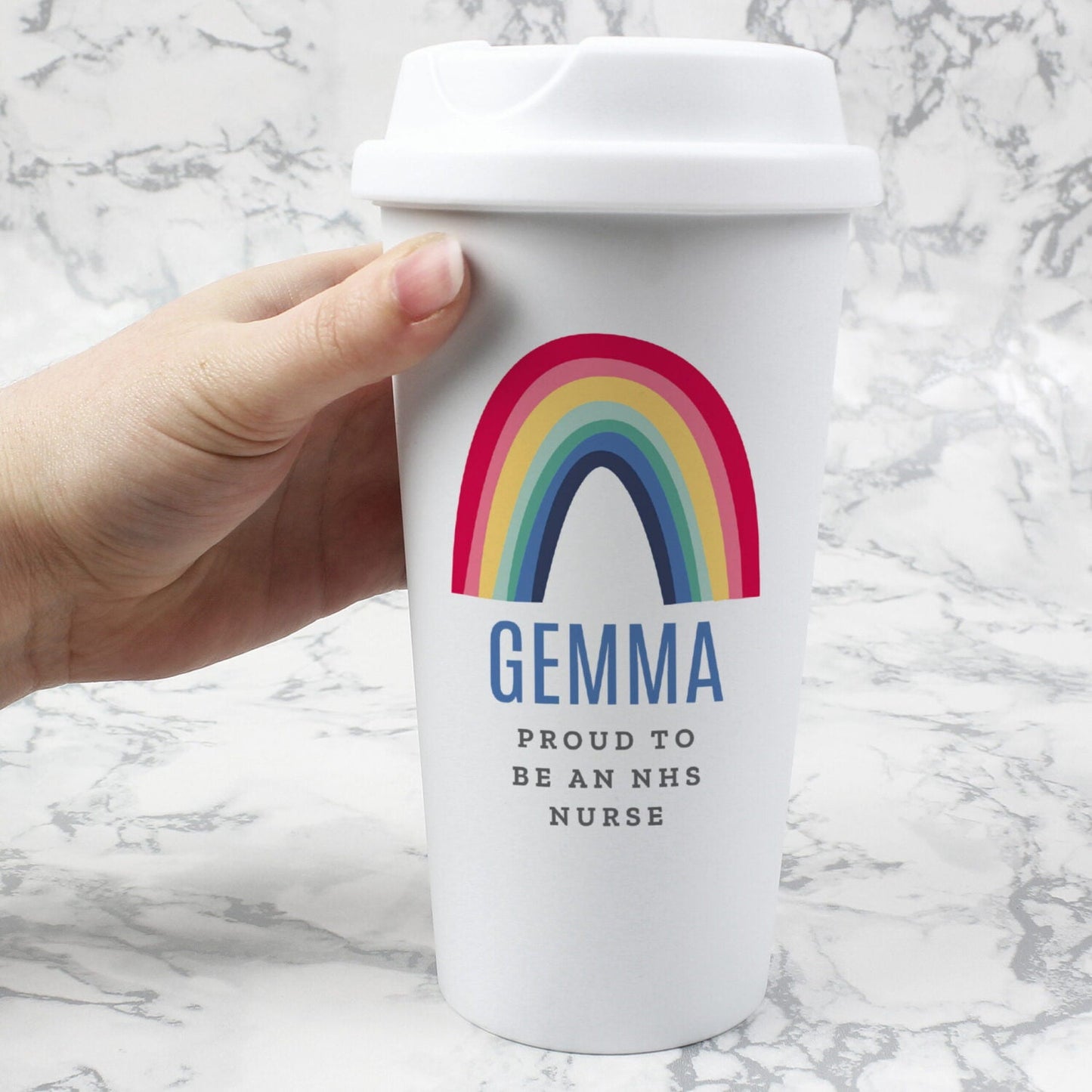 Personalised Rainbow Insulated Reusable Eco Travel Cup: 1 - Travel Mugs By Gift Moments