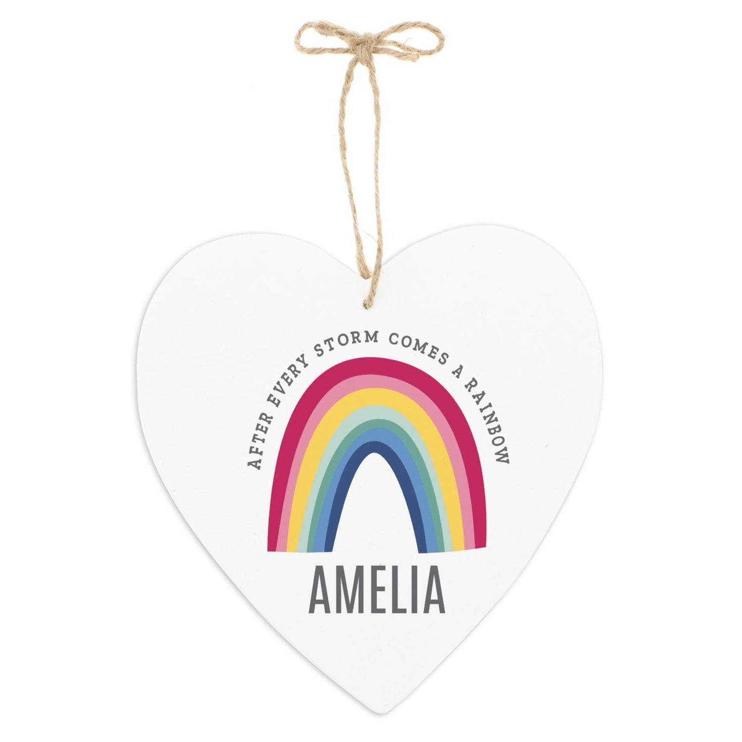 Personalised Rainbow Large Wooden Heart Decoration: 5 - Decorations By Gift Moments