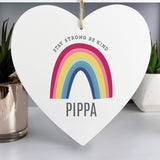 Personalised Rainbow Large Wooden Heart Decoration: 4 - Decorations By Gift Moments