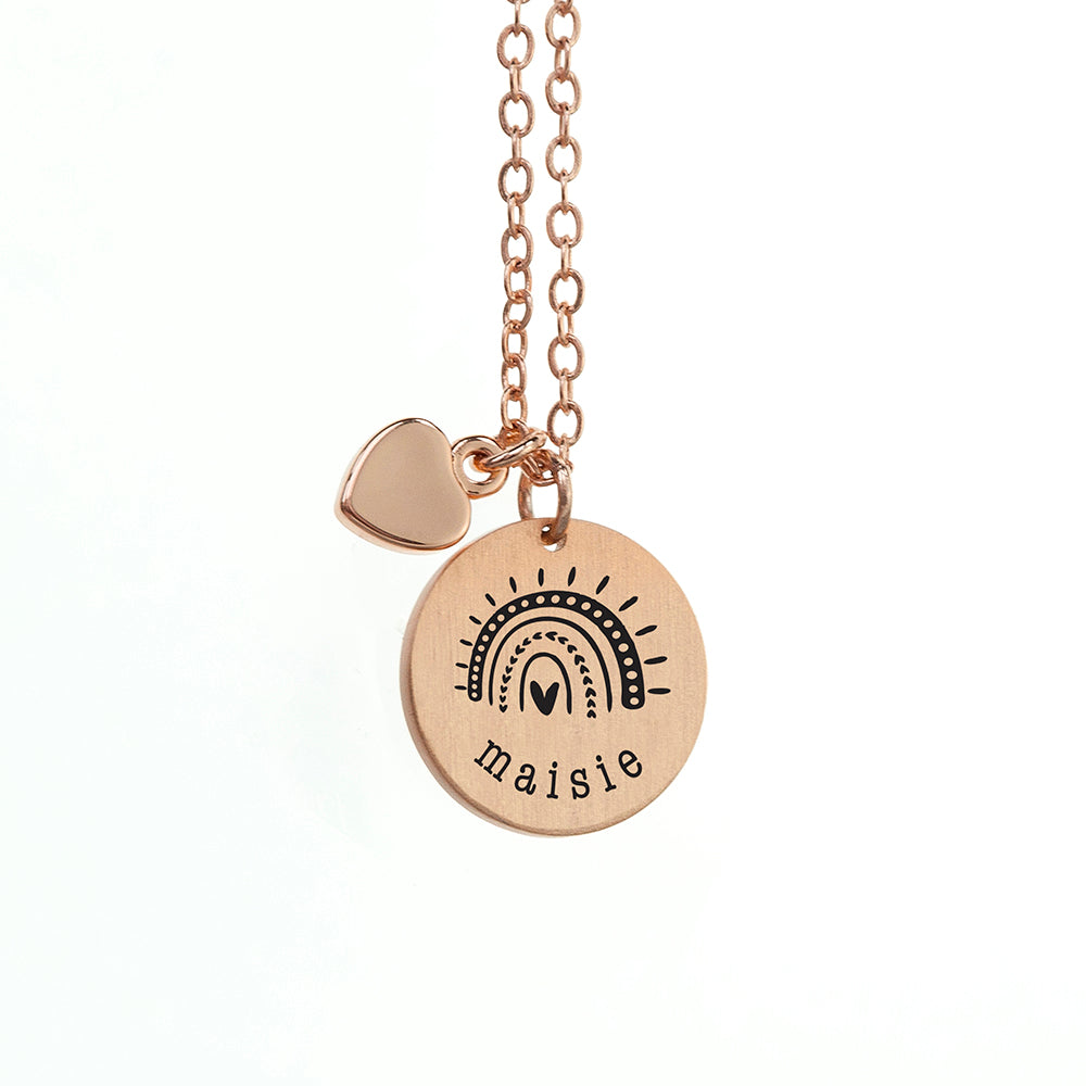 Personalised Rainbow Matte Heart & Disc Necklaces: 8 - Necklaces By Gift Moments