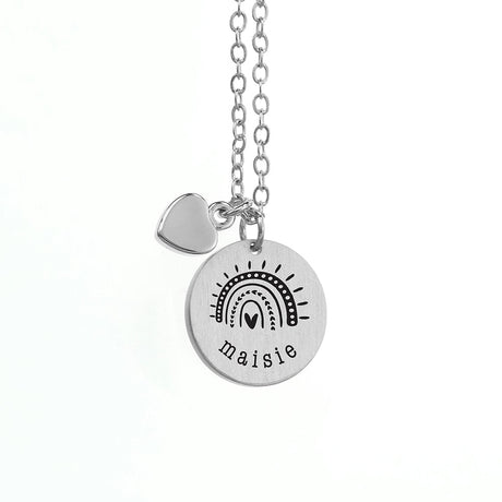 Personalised Rainbow Matte Heart & Disc Necklaces: 6 - Necklaces By Gift Moments