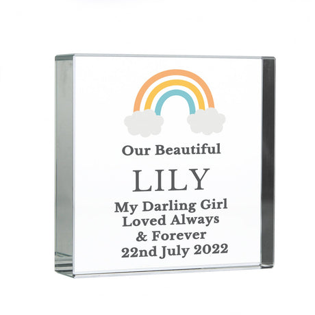 Personalised Rainbow Memorial Crystal Token: 4 - Crystal Tokens By Gift Moments
