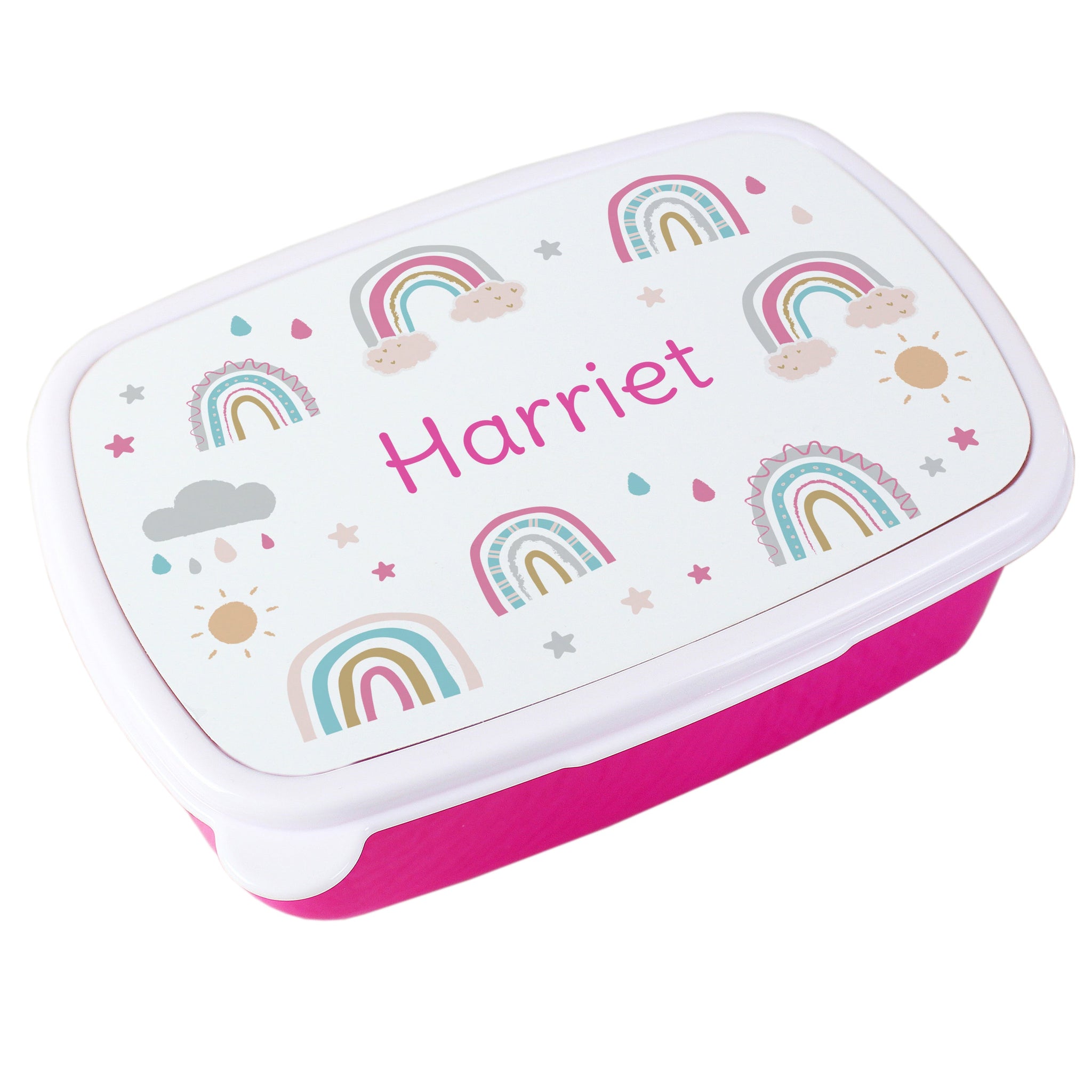 Personalised Rainbow Name Only Pink Lunch Box: 5 - Lunch Boxes & Bags By Gift Moments