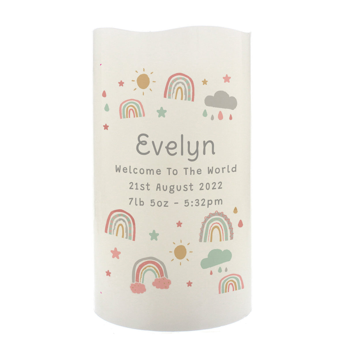 Personalised Rainbow Night Light LED Candle: 5 - LED Lighting By Gift Moments