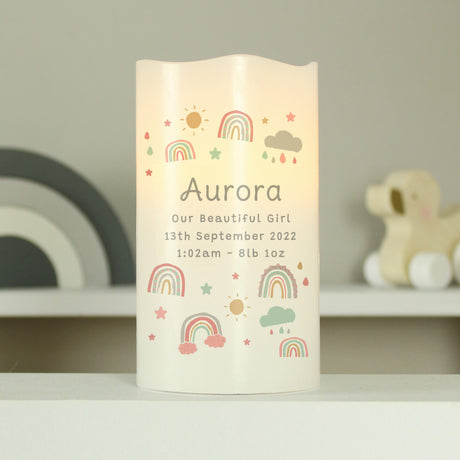 Personalised Rainbow Night Light LED Candle: 3 - LED Lighting By Gift Moments