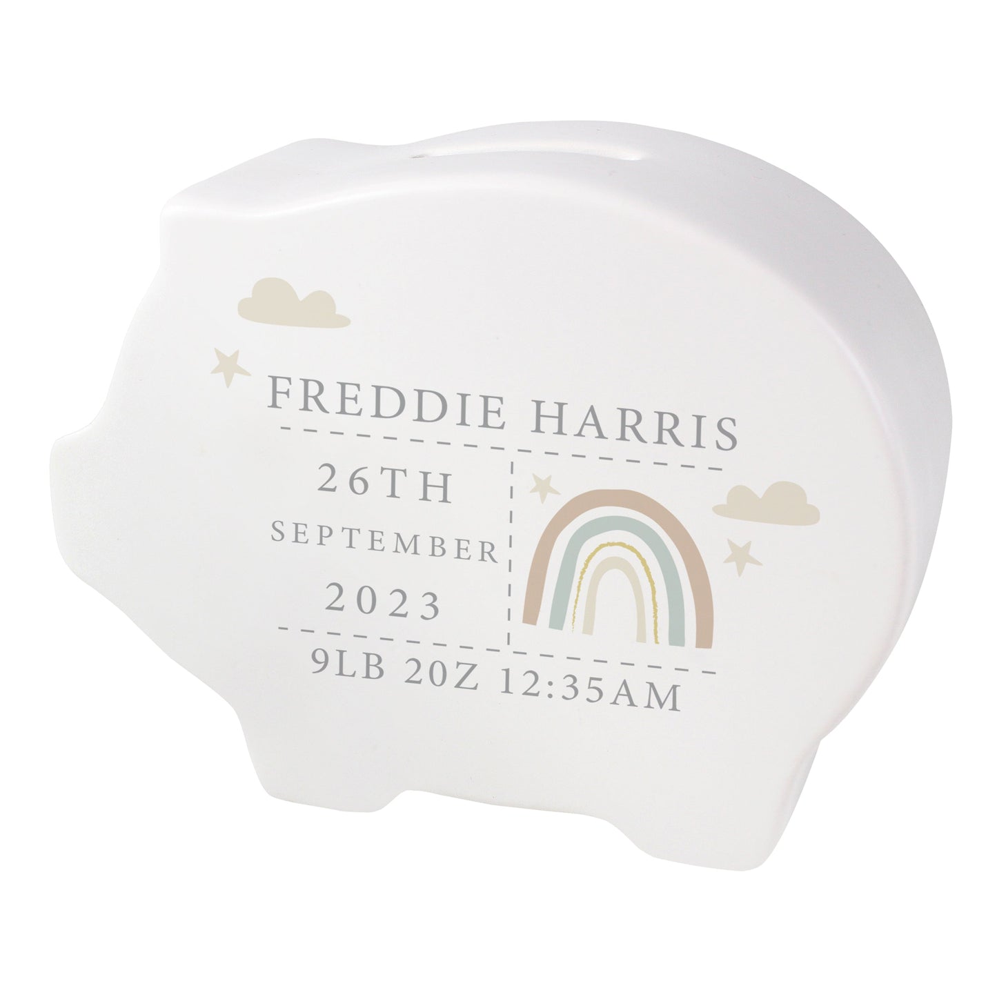 Personalised Rainbow Piggy Bank: 5 - Money Boxes By Gift Moments