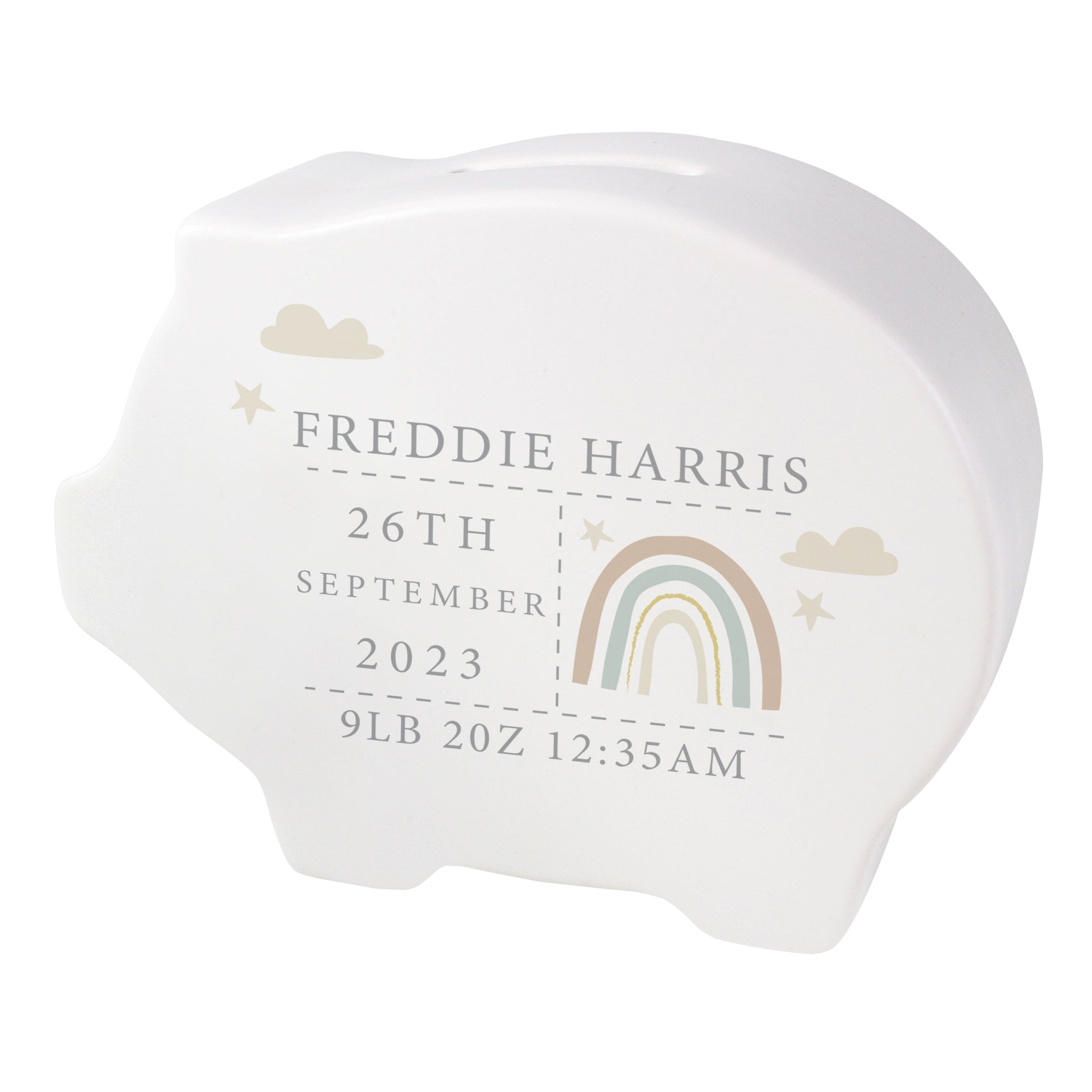Personalised Rainbow Piggy Bank: 5 - Money Boxes By Gift Moments