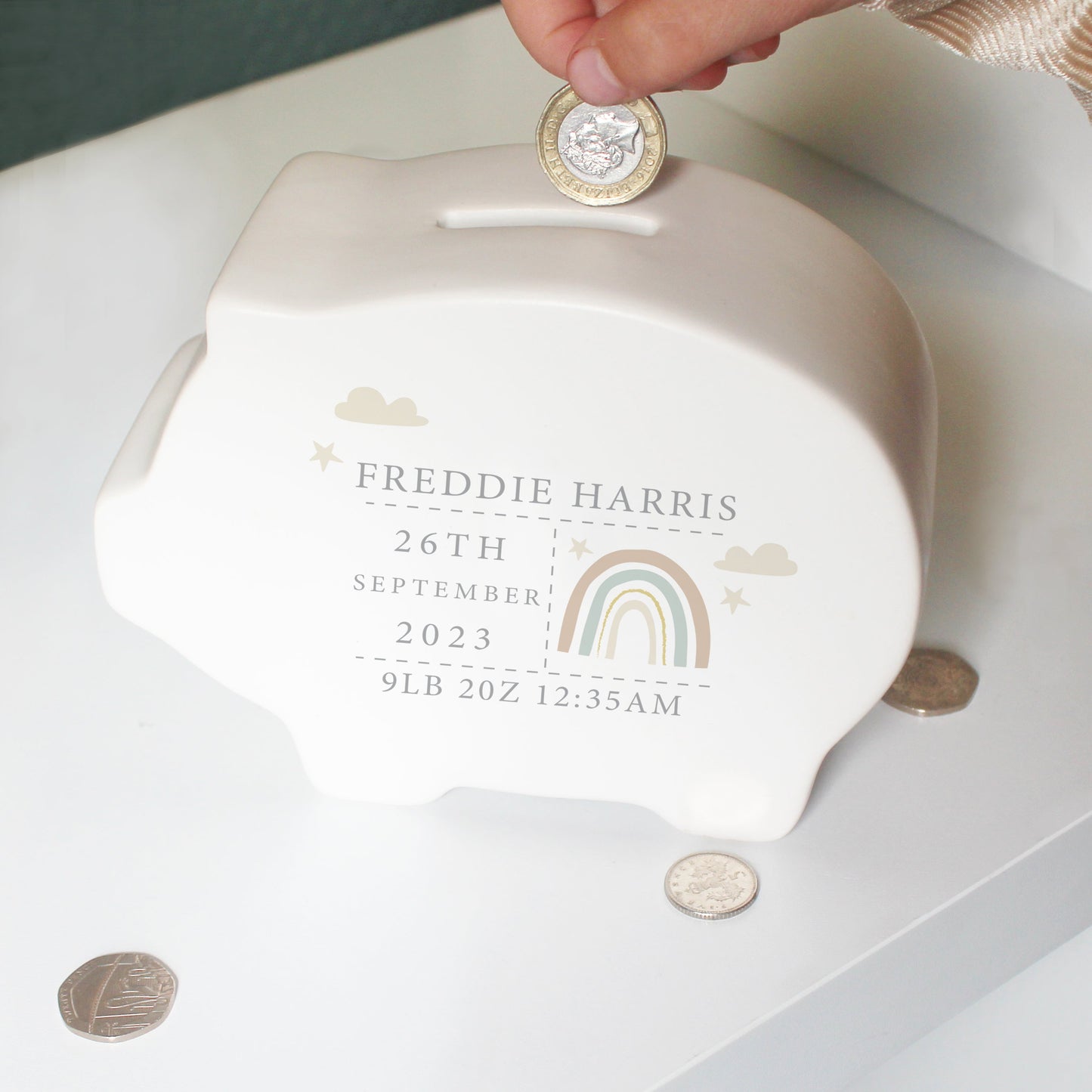 Personalised Rainbow Piggy Bank: 3 - Money Boxes By Gift Moments