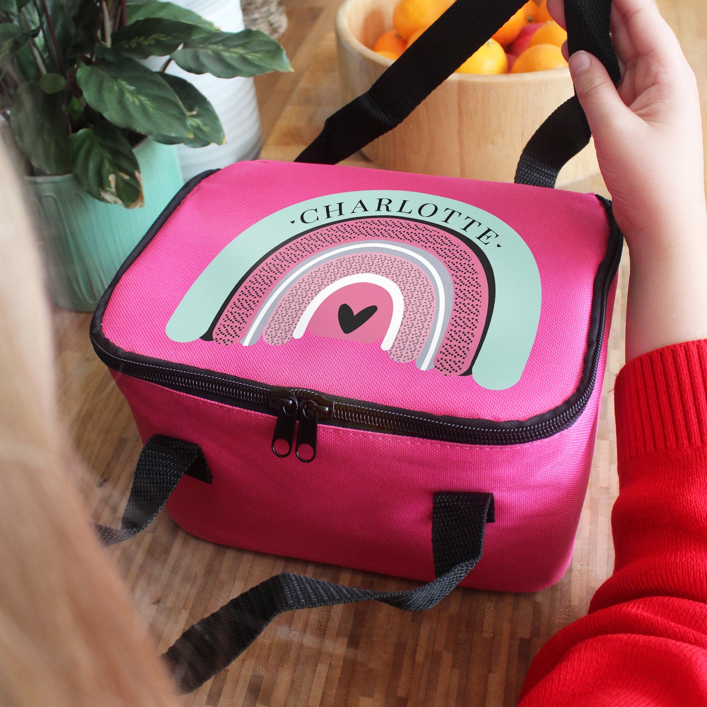 Personalised Rainbow Pink Lunch Bag: 1 - Lunch Boxes & Bags By Gift Moments