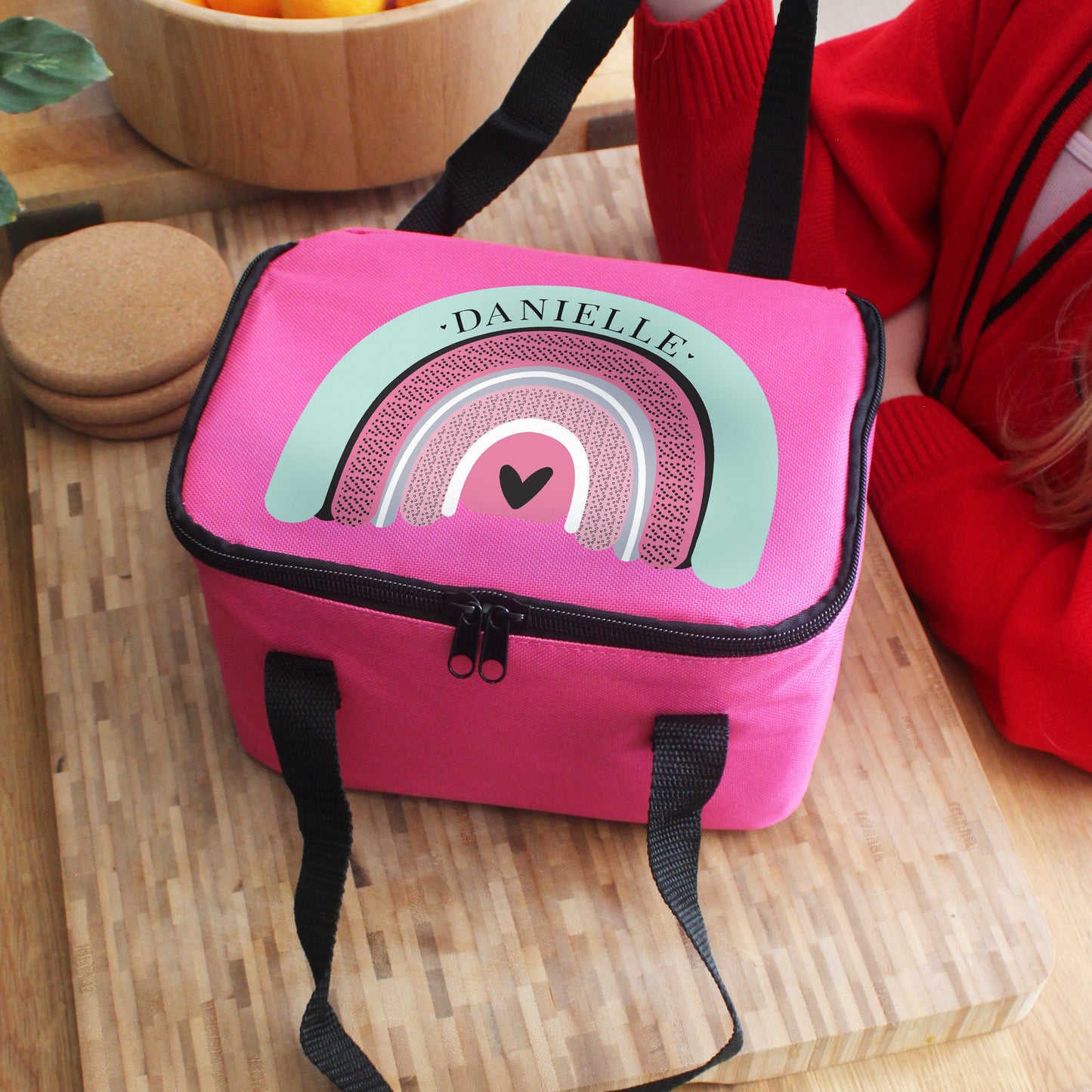 Personalised Rainbow Pink Lunch Bag: 4 - Lunch Boxes & Bags By Gift Moments