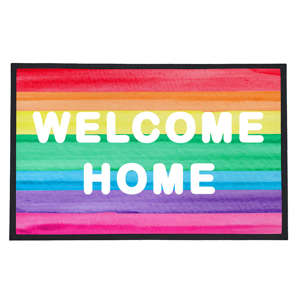 Personalised Rainbow Stripe Doormat: 4 - Doormats By Gift Moments