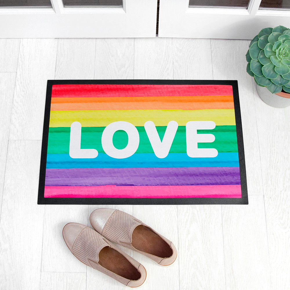 Personalised Rainbow Stripe Doormat: 2 - Doormats By Gift Moments