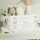 Personalised Rainbow White Wooden Crate: 1 - Storage By Gift Moments