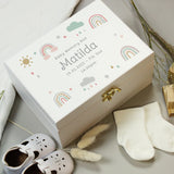 Personalised Rainbow White Wooden Keepsake Box: 3 - Keepsake Boxes By Gift Moments