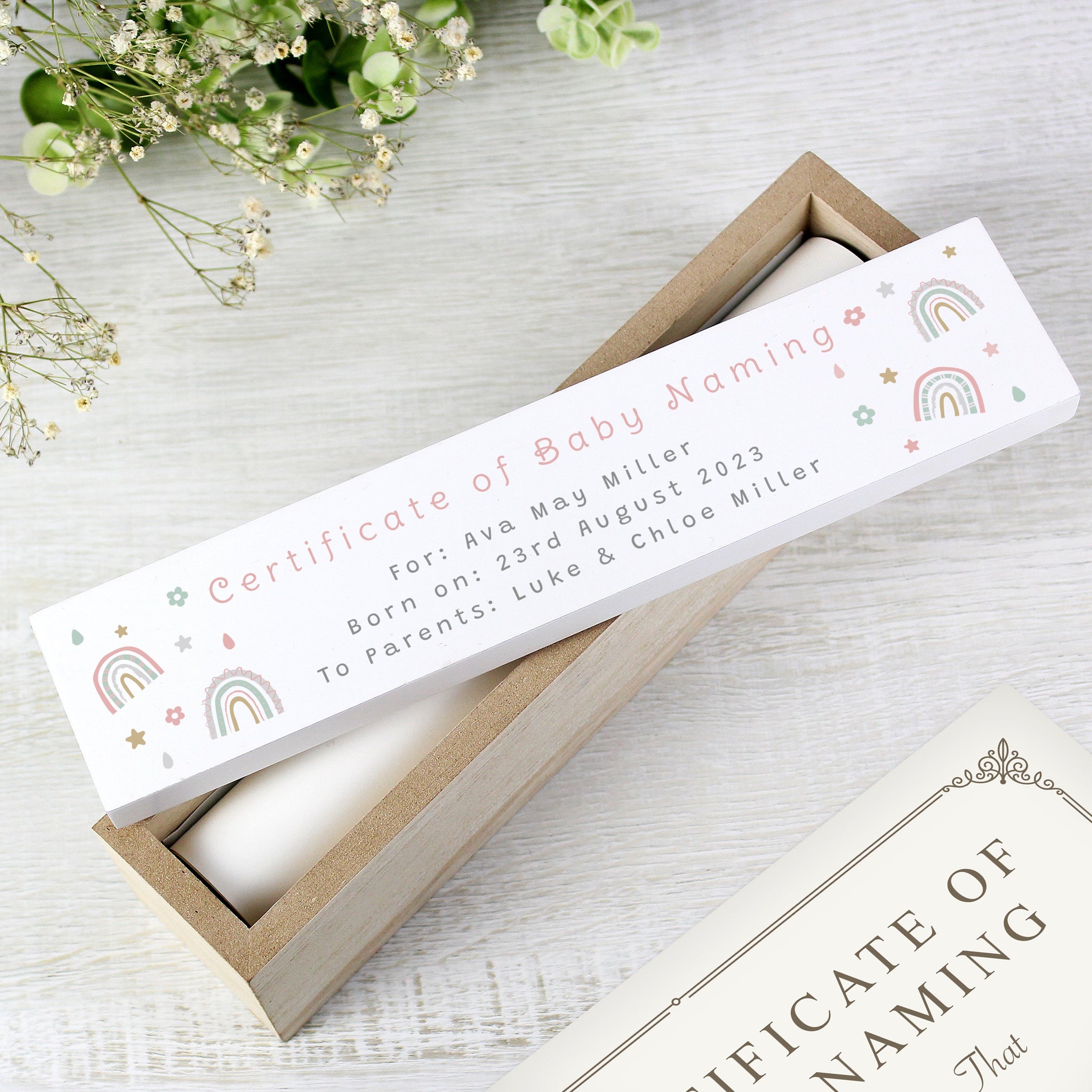Personalised Rainbow Wooden Certificate Holder: 5 - Certificate Holders By Gift Moments