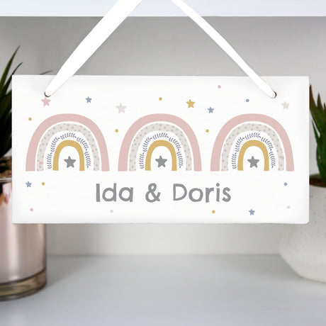 Personalised Rainbow Wooden Sign: 2 - Signs & Plaques By Gift Moments