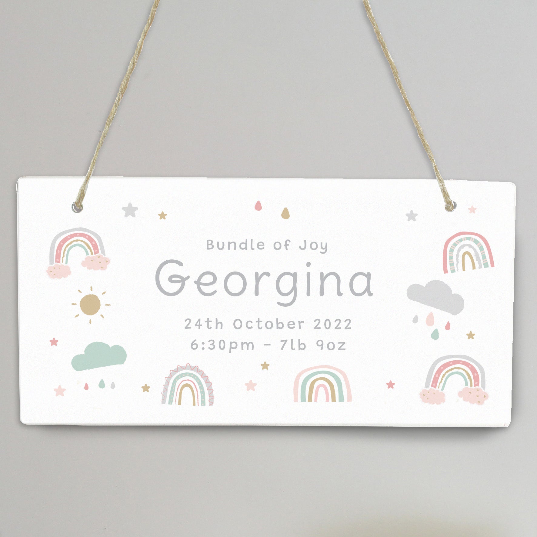 Personalised Rainbow Wooden Sign: 5 - Signs & Plaques By Gift Moments