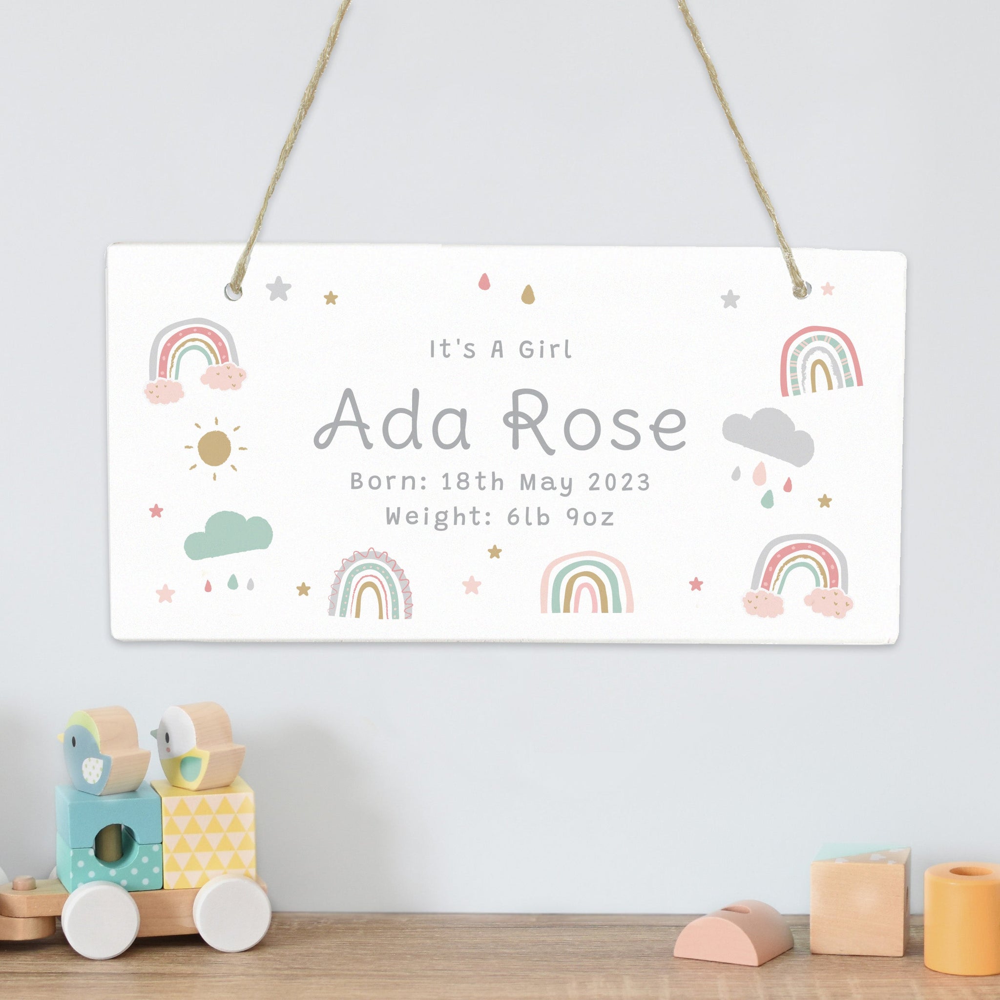 Personalised Rainbow Wooden Sign: 3 - Signs & Plaques By Gift Moments