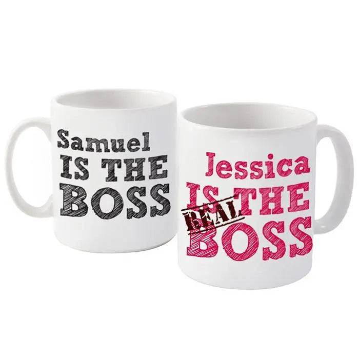 Personalised The Real Boss Mug Set: 2 - Mugs By Gift Moments