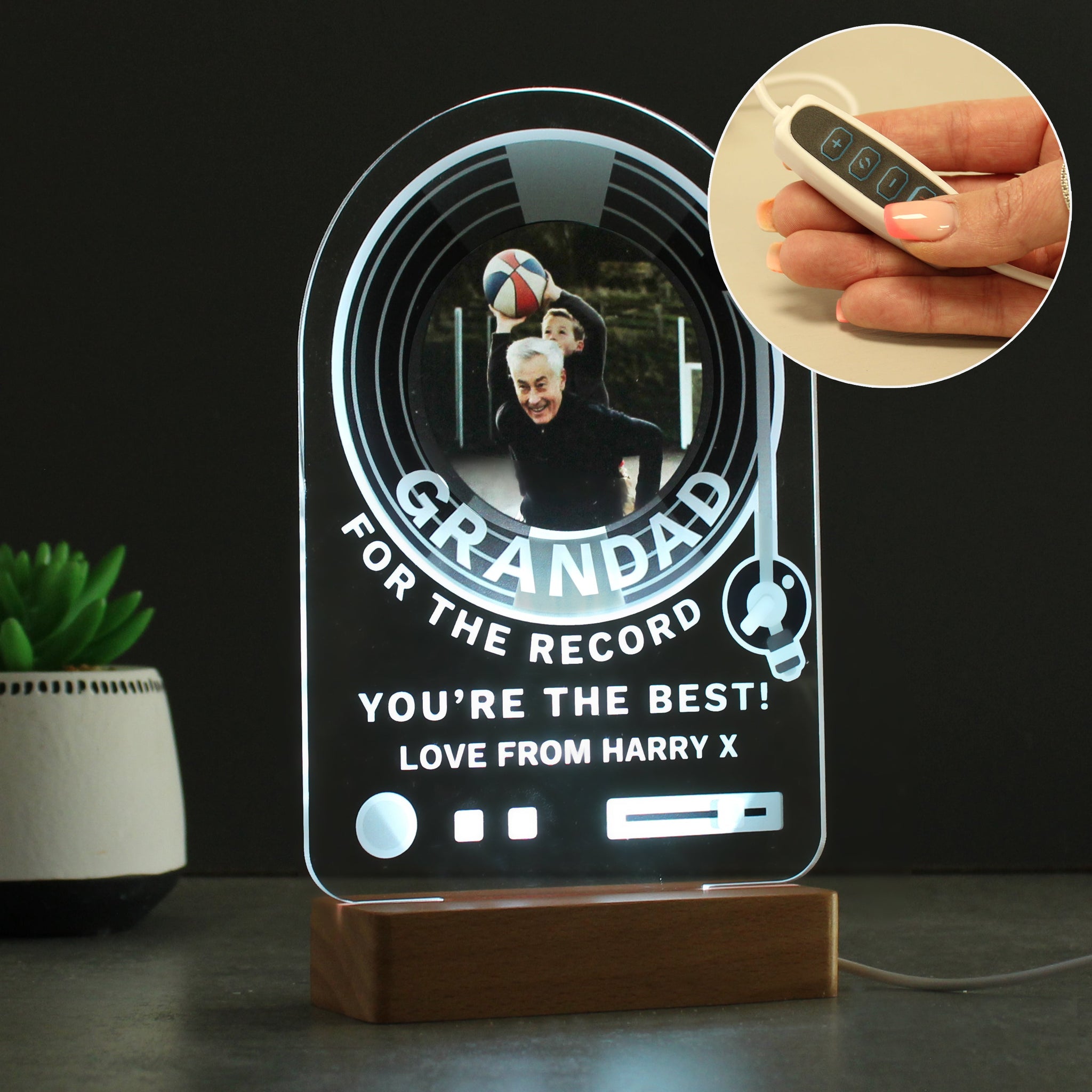 Personalised Record Photo Upload Wooden Based LED Light: 6 - LED Lighting By Gift Moments