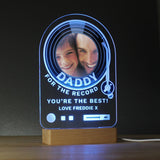 Personalised Record Photo Upload Wooden Based LED Light: 2 - LED Lighting By Gift Moments
