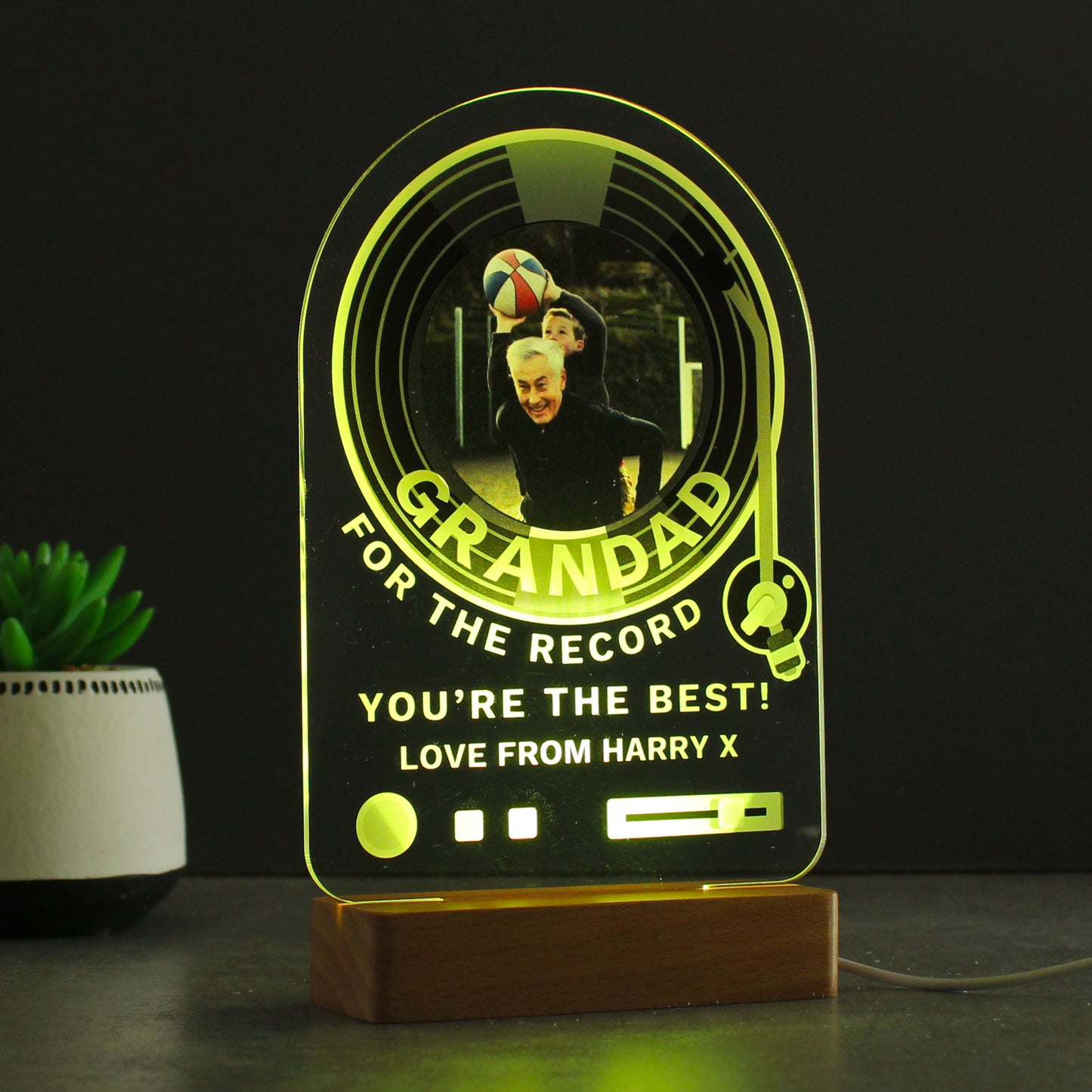 Personalised Record Photo Upload Wooden Based LED Light: 7 - LED Lighting By Gift Moments