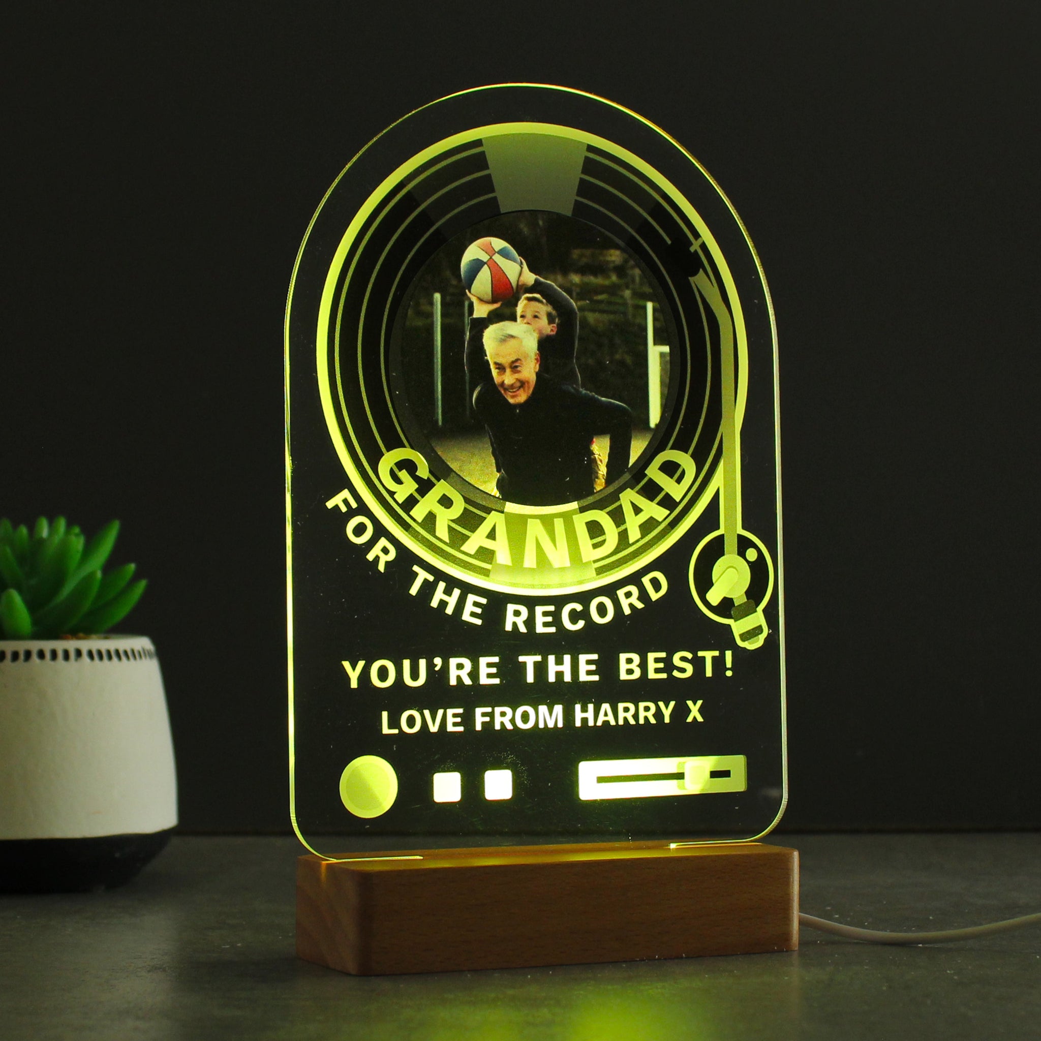 Personalised Record Photo Upload Wooden Based LED Light: 7 - LED Lighting By Gift Moments