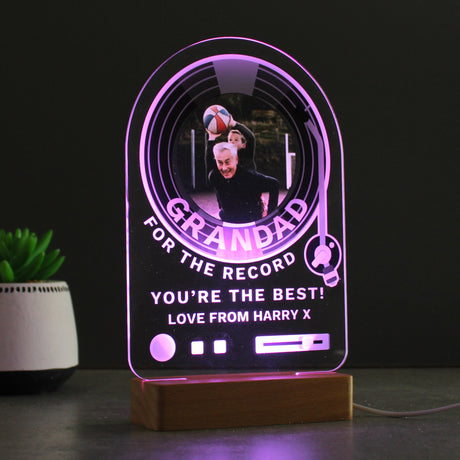 Personalised Record Photo Upload Wooden Based LED Light: 8 - LED Lighting By Gift Moments