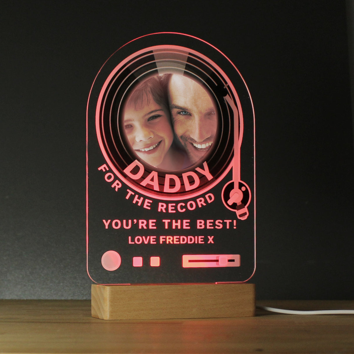 Personalised Record Photo Upload Wooden Based LED Light: 4 - LED Lighting By Gift Moments